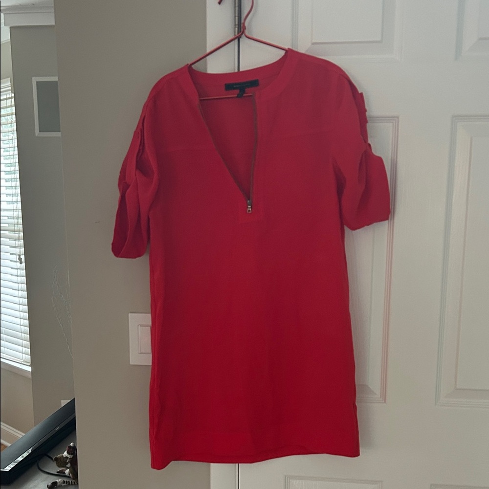 BCBGMaxAzria Vibrant Red Zippered shirt mini Dress